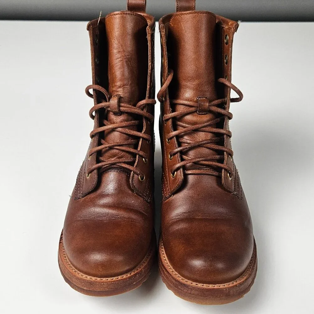 FRYE Veronica Combat Boot Cognac Brown Tan - Leather - Picture 8 of 16